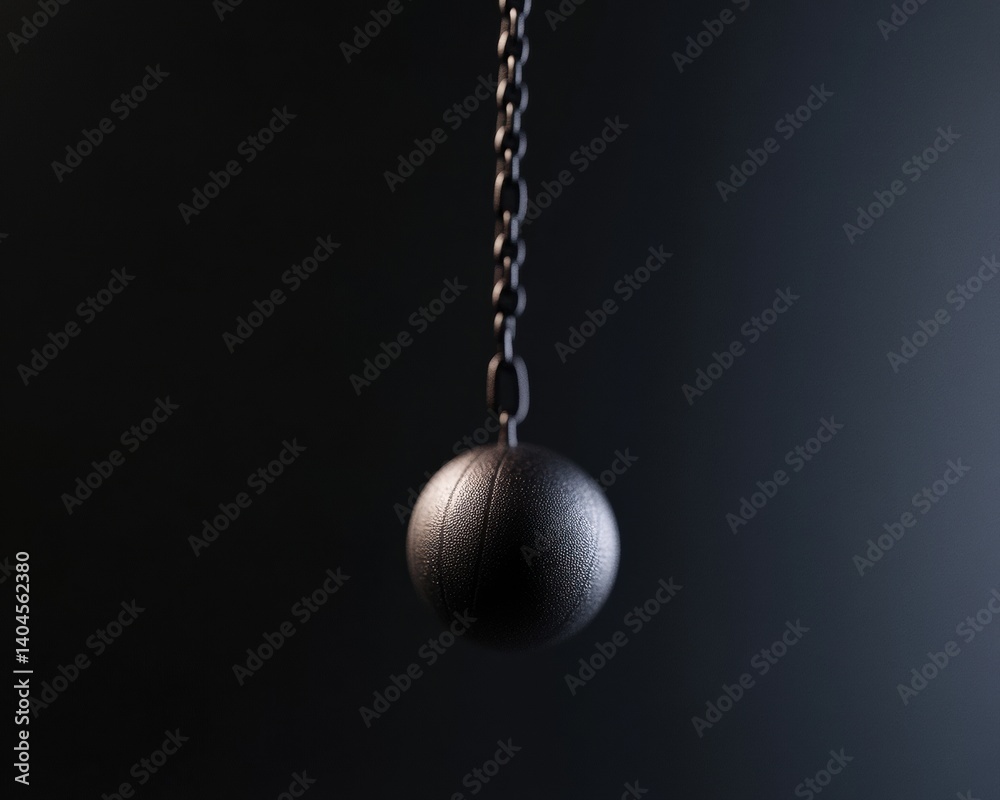 Aufkleber minimalist demolition dynamics industrial metallic wrecking ball suspended in high-contrast monochro