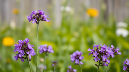 Obraz premium Vibrant violet statice flowers in full bloom against a softly blurred natural background showcasing the beauty of summer gardens