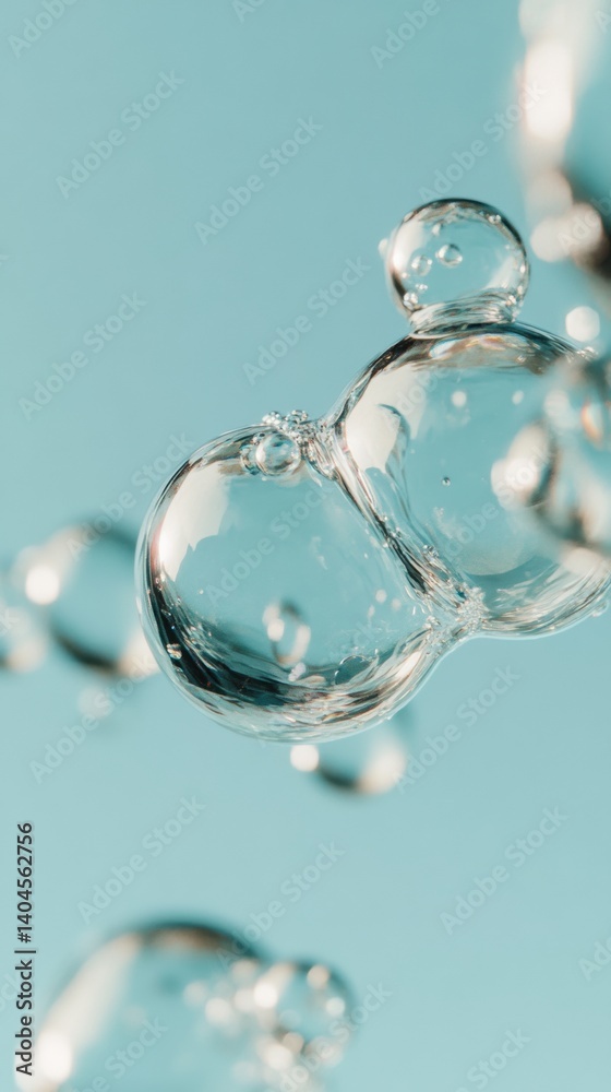 Poster translucent molecular serenity ethereal liquid bubble structures revealing cutting-edge biotechnolog