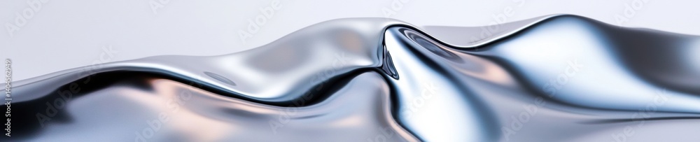 Poster Fluid Chrome Dynamics Ethereal Metallic Wave Visualization for Next-Gen Digital Design, Tech Innovation and Immersive Visual Communication