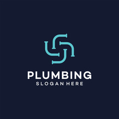 Water pipe with circle logo design template