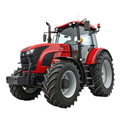 Obraz premium Red Farm Tractor: Agriculture Machinery Image on transparent background