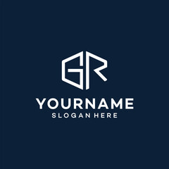 Letter G R logo design vector illustration.