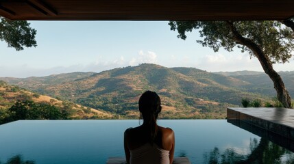 Infinity Pool Zen Minimalist Eco-Retreat Wellness Experience - Tranquil Landscape Meditation for Remote Work and Mindful Travel Inspiration