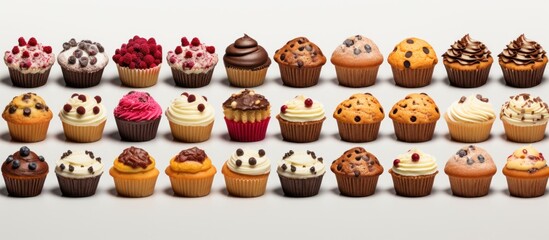 Fototapeta premium Cranberry muffin dessert food set on white background