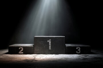 a podium with three steps labeled with the numbers 1, 2 and 3