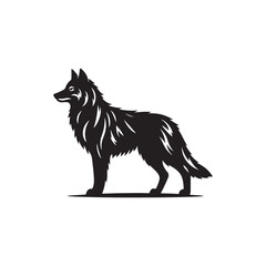 A wolf is standing on a rock with a black background
