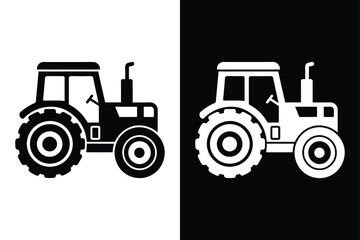 Versatile Tractor Icon. Silhouette, Logo, and Pixel Perfect Vectors