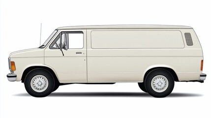Classic beige cargo van profile, plain design, standard cab, dark tires