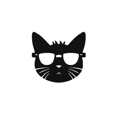black cat on white background vector