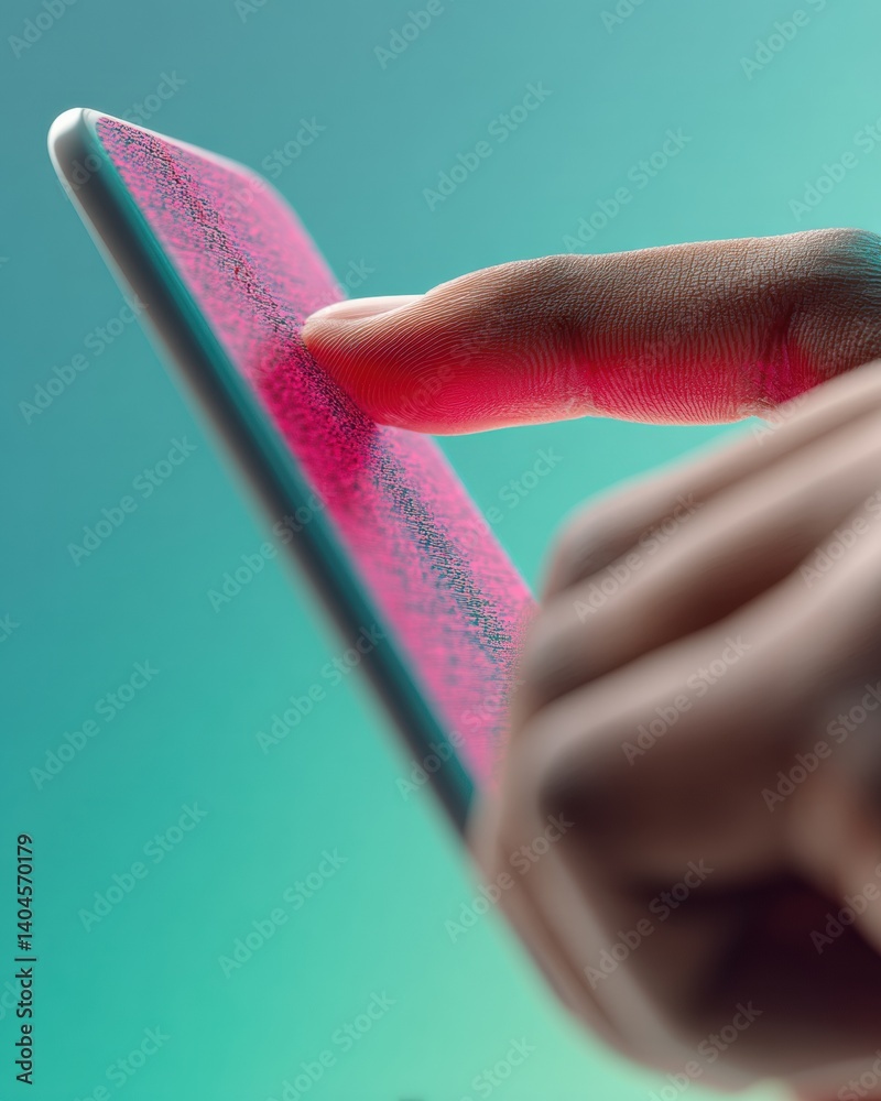 Leinwandbilder Fluid Digital Interaction Minimalist Smartphone Touch Experience Showcasing Sleek Gen Z Tech Aesthetic with Vibrant Ergonomic Design and Intuitive User Interface