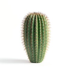 Naklejka premium Prickly Desert Icon: A single saguaro cactus stands tall, its spiky green exterior a stark contrast to the barren landscape surrounding it.