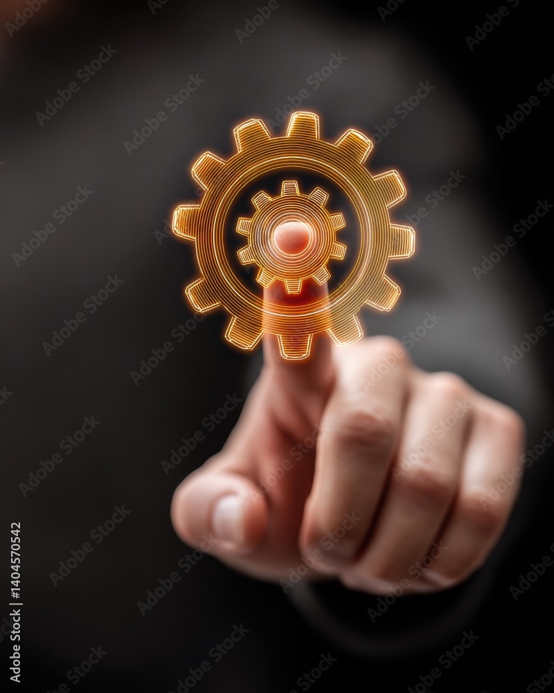 Aufkleber futuristic policy dynamics interactive holographic gear interface showcasing precision digital gover
