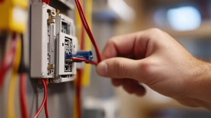Electrician wiring a light switch. Featuring electrical work and circuit wiring
