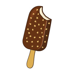 Chocolate peanuts butter ice cream bar. vector illustration