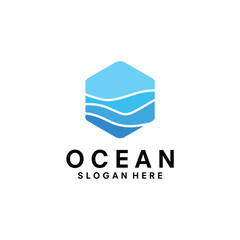 Ocean wave logo design vector template illustration
