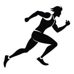 Fototapeta premium Runner Silhouette Illustration, Sprinting Athlete on Transparent Background