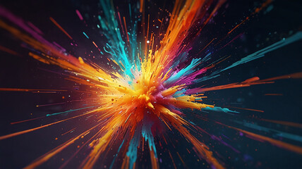 Fototapeta premium A dramatic and abstract explosion of color fills the frame, creating a striking and energetic visual effect.