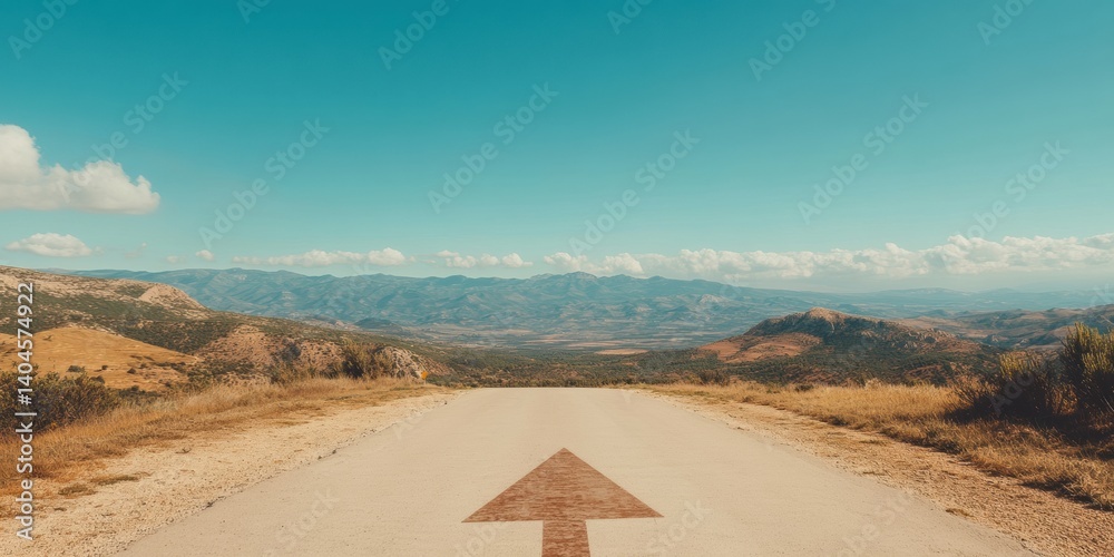 Aufkleber future forward expansive landscape journey with directional arrow - innovative career pathfinding an