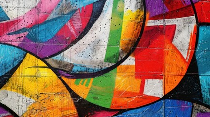 Fototapeta premium Abstract graffiti paintings vibrant colors texture on the concrete wall background. Generated AI