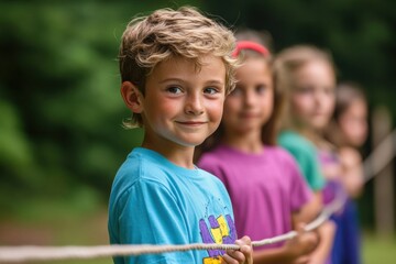 Fototapeta premium Inclusive Summer Play Dynamic Youth Recreation Program Showcasing Gen Z Social Connection, Active Learning and Collaborative Outdoor Engagement Strategies