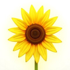 Vibrant Sunflower Bright Yellow Petals Pure White