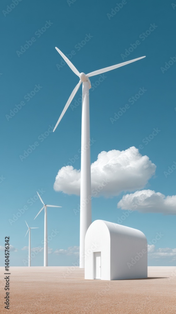Aufkleber minimalist clean energy future sleek wind turbines and modern infrastructure visualizing sustainable