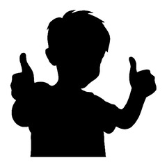 silhouette of a  boy with thumb up
