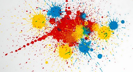 Fototapeta premium Vibrant Color Splashes Abstract Paint Explosion on White Background
