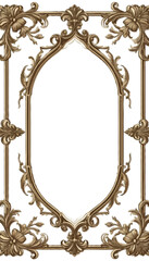 Ornate Baroque Frame with Arch in Gold representing Classic European Design against Black Background [with copy space]