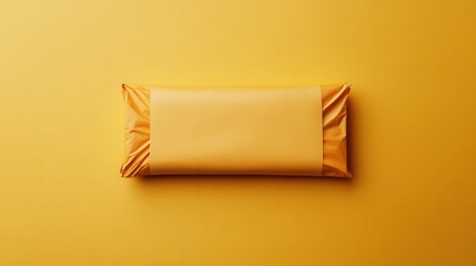 Empty yellow package on a yellow surface