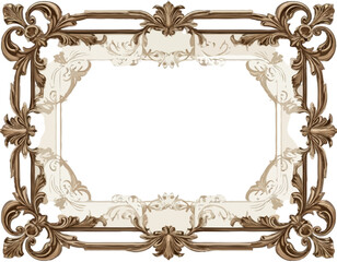 Ornate Two-Tone Frame in Bronze-Gold and Off-White as a Design Element against Black Background with copy space