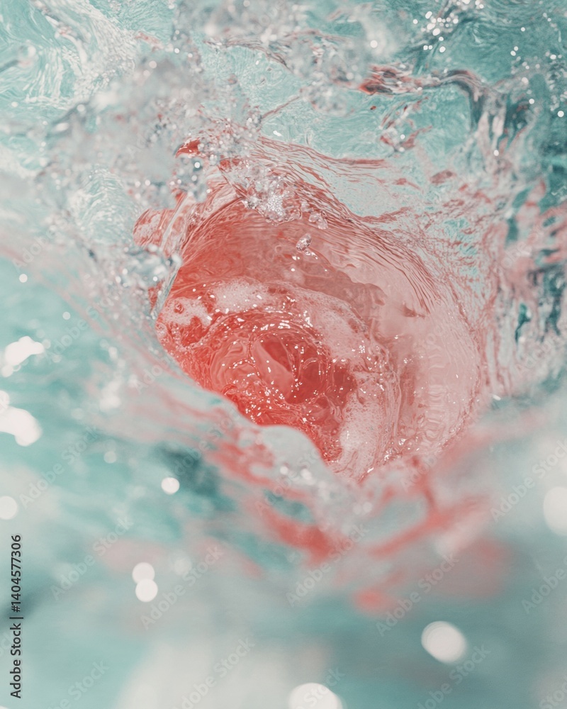 Aufkleber aqua fluid dynamics mesmerizing coral and turquoise water vortex - immersive oceanographic design fo
