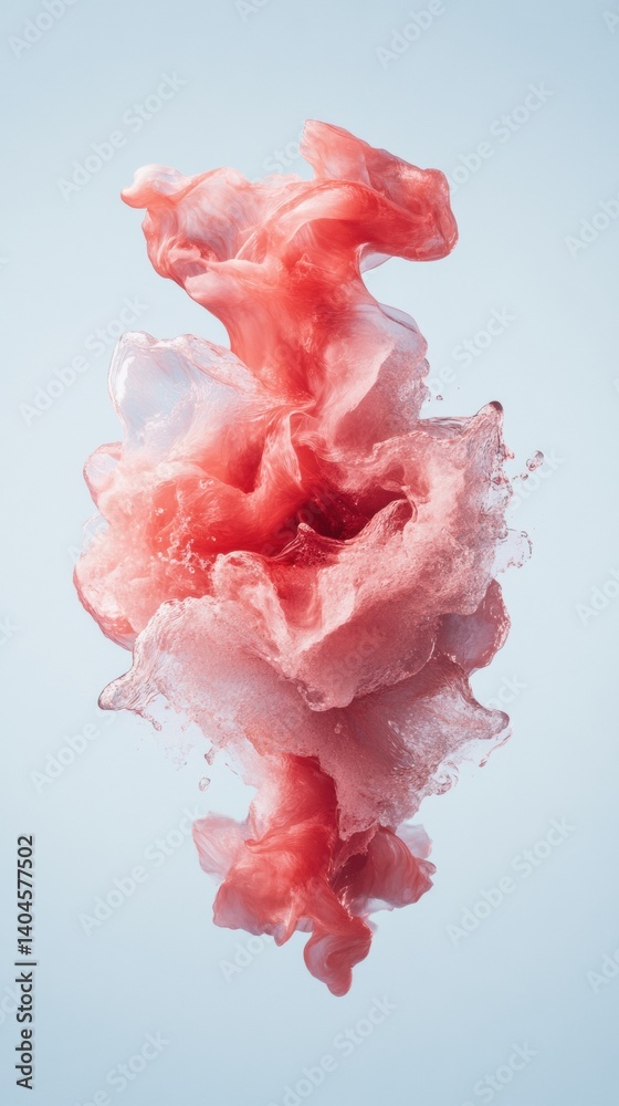 Aufkleber fluid dynamics abstract coral liquid sculpture in ethereal blue - innovative wellness design and min