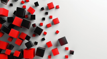 Abstract red and black cabbage scattered copy space on white background. AI generated