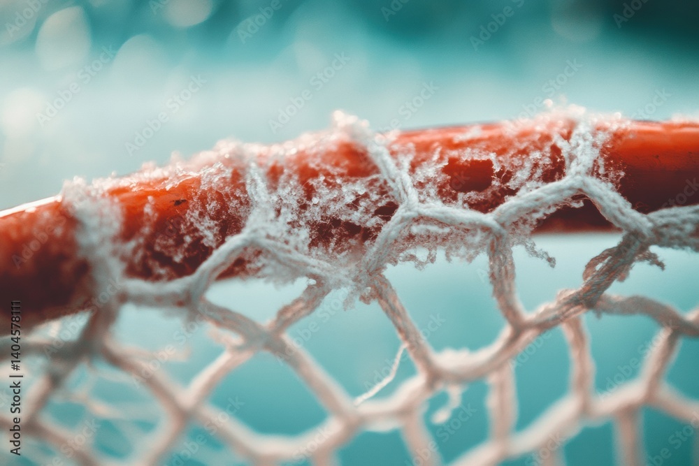 Aufkleber frozen dynamics minimalist hockey goal net texture in frost-kissed macro detail - sports performance