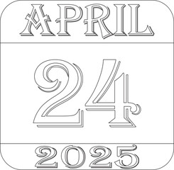 April 2025 calendar line art icon.Agenda plan, april month schedule calendar and Time planner.Meeting appointment time.Calendar Event schedule date.calendar date icon on white background.