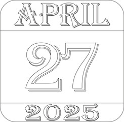 April 2025 calendar line art icon.Agenda plan, april month schedule calendar and Time planner.Meeting appointment time.Calendar Event schedule date.calendar date icon on white background.