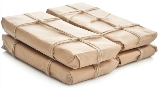 Stack of tied brown paper packages
