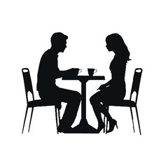 Fototapeta premium silhouette of a couple in a restaurant