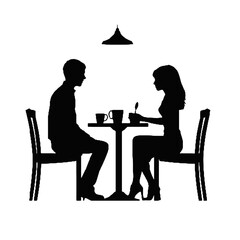 silhouette of a couple in a restaurant