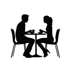 silhouette of a couple in a restaurant