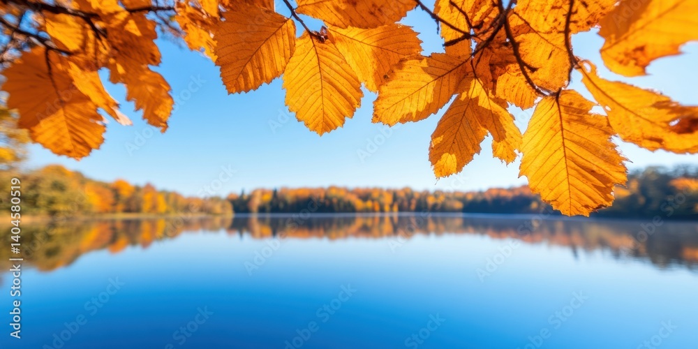 Poster immersive autumn tranquility ai-powered landscape visualization merging natures golden palette with 