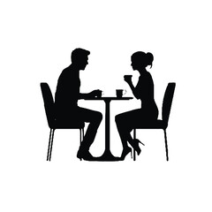 silhouette of a couple in a restaurant