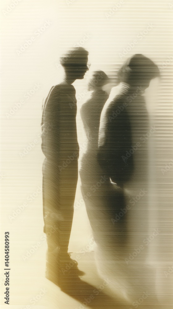 Aufkleber liminal identities blurred digital nostalgia and post-analog human silhouettes - experimental visual