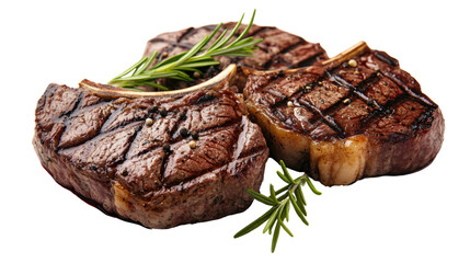 Deliciously grilled steak cuts with fresh rosemary highlights on a black background for culinary enthusiasts