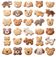 Fototapeta premium Land animals cute zoo shaped cookies dessert Dim sum jelly