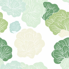 Flowering cabbage pattern.Exquisite vector vegetable patterns. 
