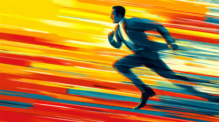 急いで走るビジネスマンのイラスト