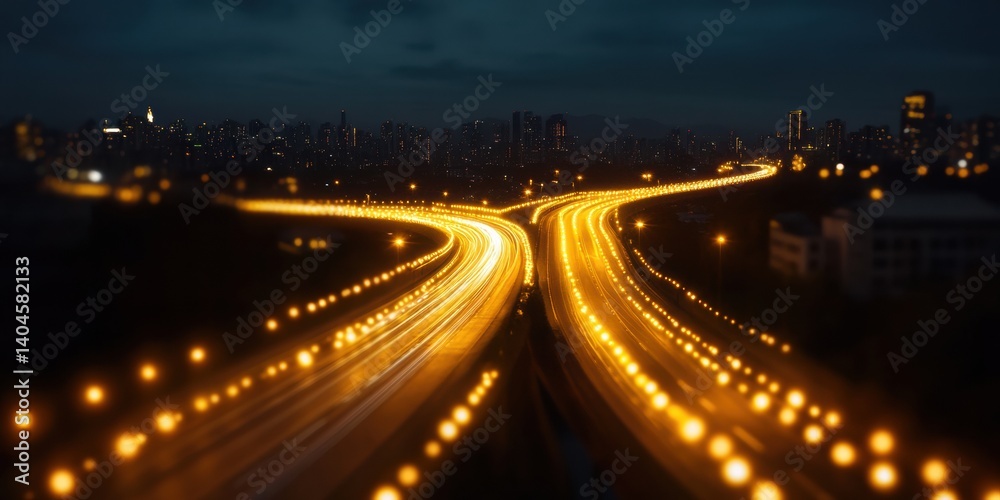 Poster Quantum Mobility Nexus AI-Driven Urban Connectivity Visualized through Luminescent Smart Highway Infrastructure - Future of Intelligent Transportation Systems